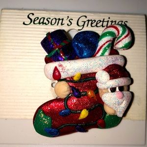 Santa 🎅🏼 Glitter Stocking Pin